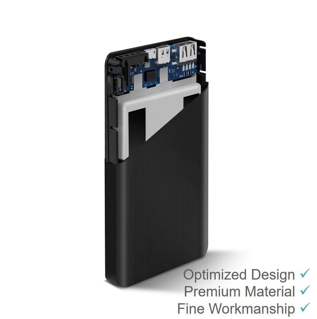 ZMI PowerPack 10K Smallest Lightest 10000mAh Battery Pack Fast Charging Portable Charger Pocket Power Bank for iPhone iPad Samsung (Nexus Pixel 2/XL Require Special Cord) Phone Cords Sold Separately