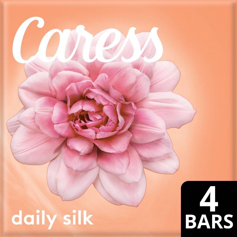 Caress Daily Silk White Peach & Orange Blossom Scent Bar Soap - 4pk - 3.75oz each