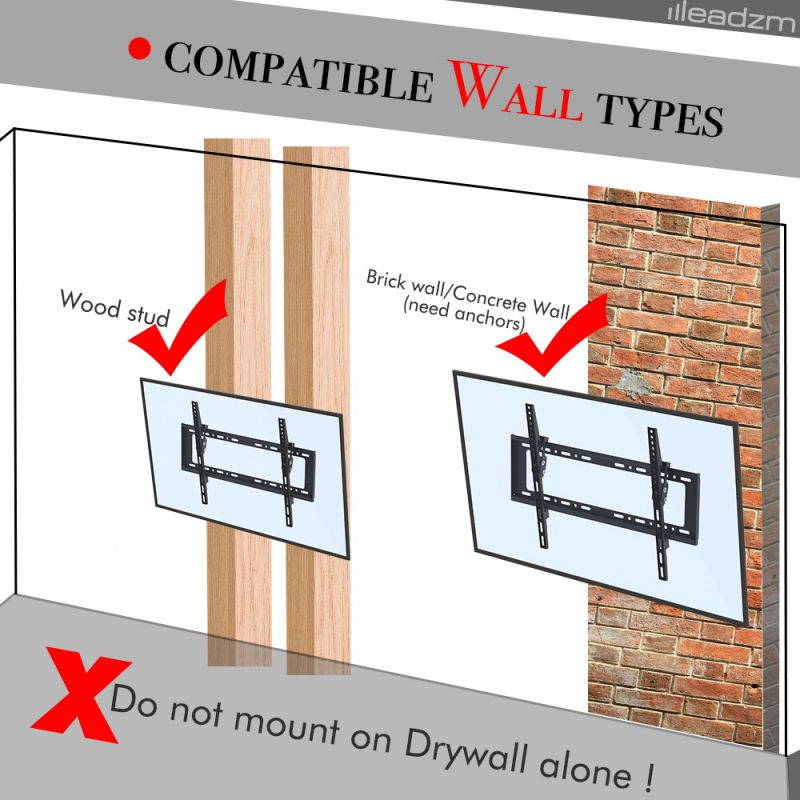 LEADZM Tilt TV Wall Mount Low Profile, Tilting TV Mount Bracket for Most 32-70" Flat Screen LED, LCD, OLED, 4K TVs, TV Bracket VESA 600x400mm Weight Capacity Up to 110lbs, Space Saving