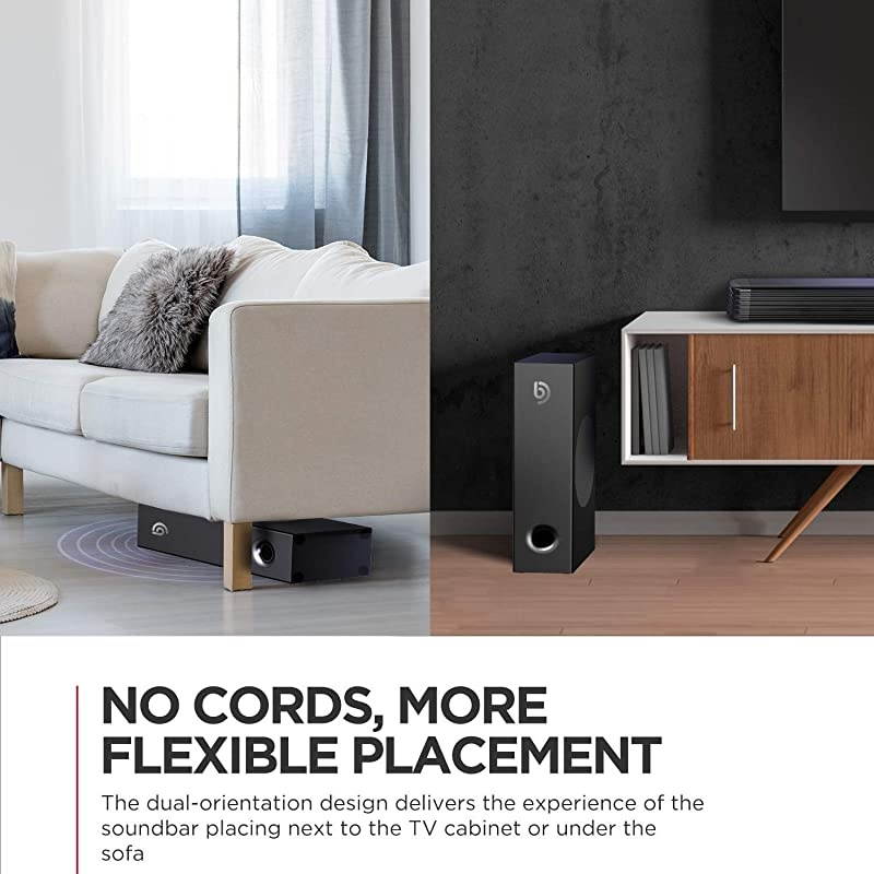 Soundbar with Wireless Subwoofer, 150W 2.1 CH Sound Bars for TV, Bass Adjustable, Works with 4K & HD TV, Clear Treble,Bluetooth 5.0 Speaker Surround Sound for Home Theater