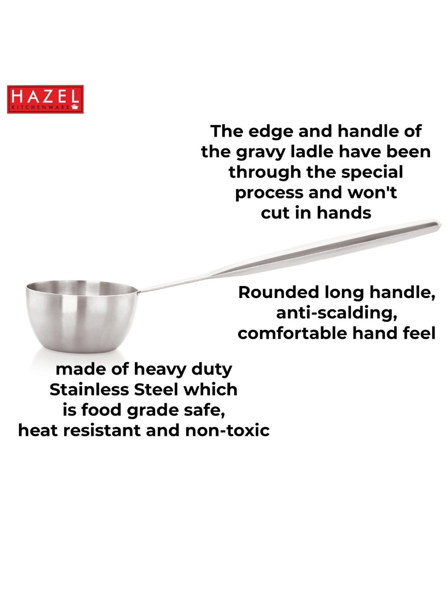 HAZEL Silver Stainless Steel Spatula with Beveled Edge