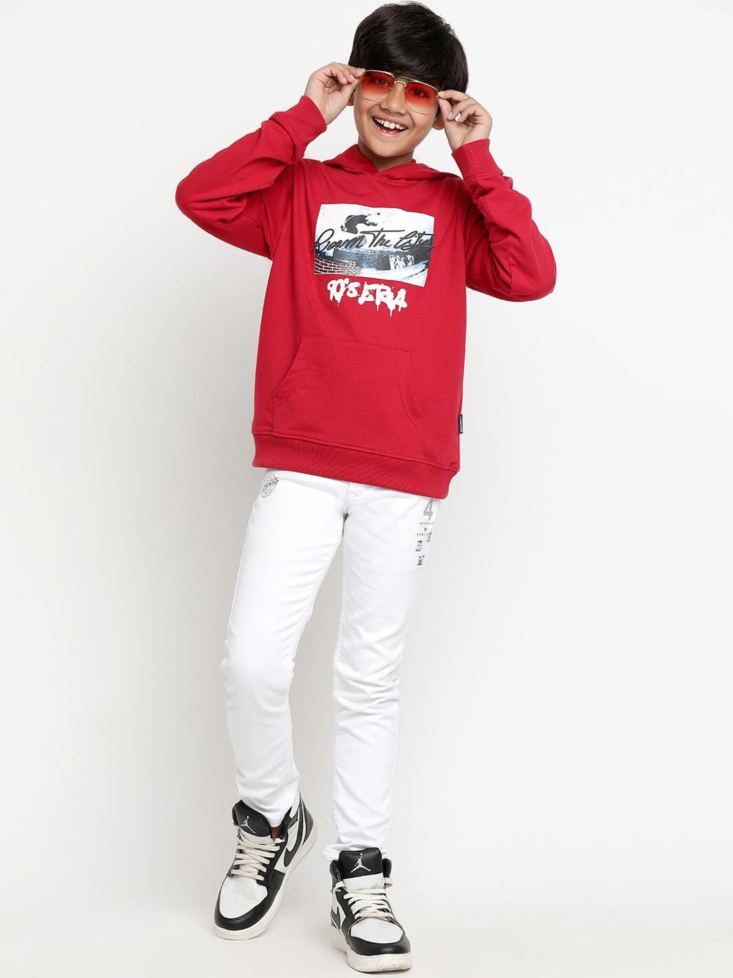 Lil Tomatoes Kids Red Printed Full Sleeves Sweatshirt
