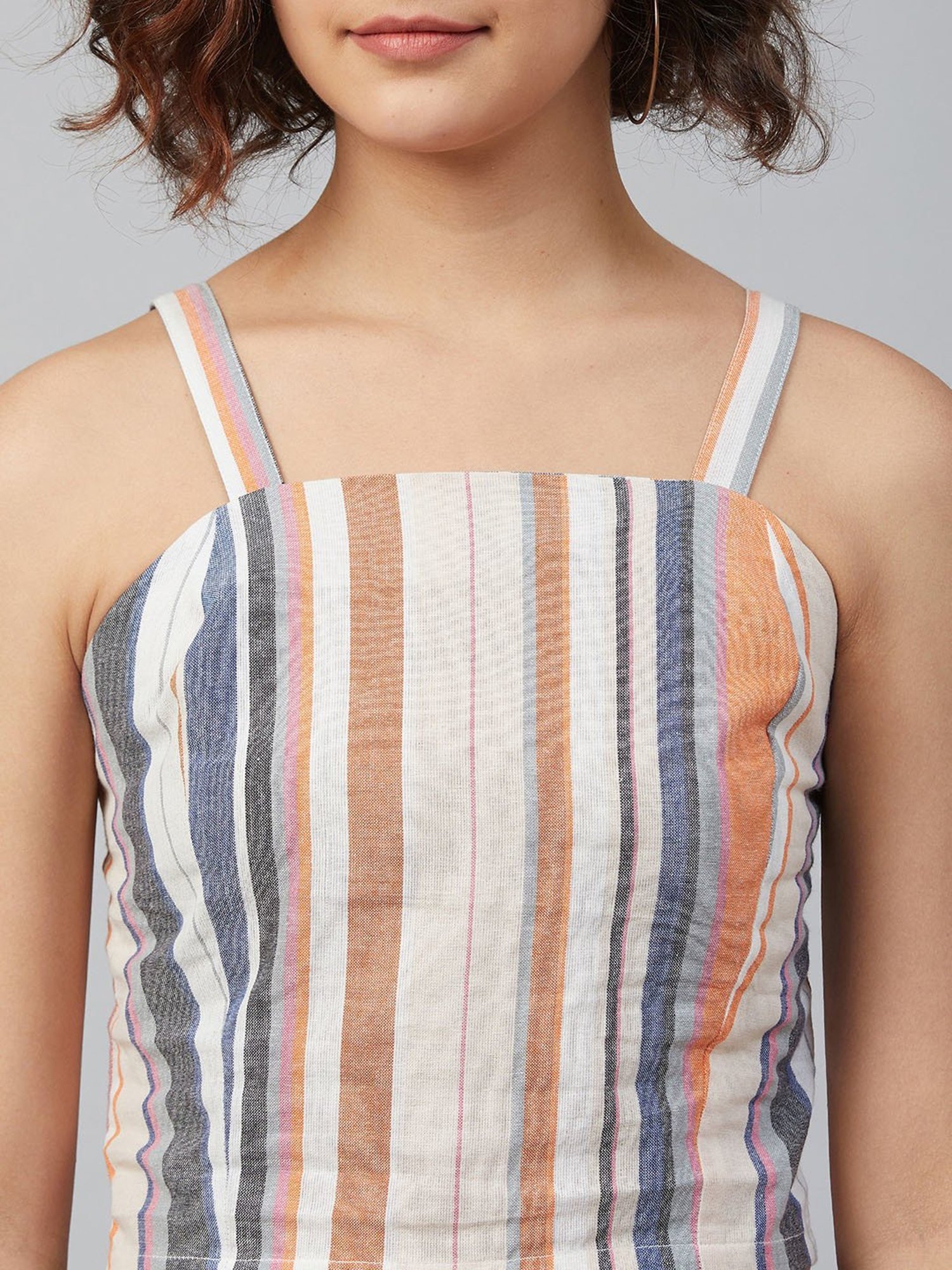 Marie Claire Multicolor Striped Crop Top