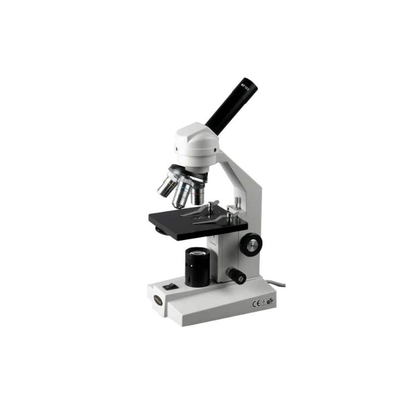 M200C Monocular Compound Microscope, WF10x and WF25x Eyepieces, 40x-1000x Magnification, Tungsten Illumination, Brightfield, Single-Lens Condenser, Coarse and Fine Focus, Plain Stage, 110V