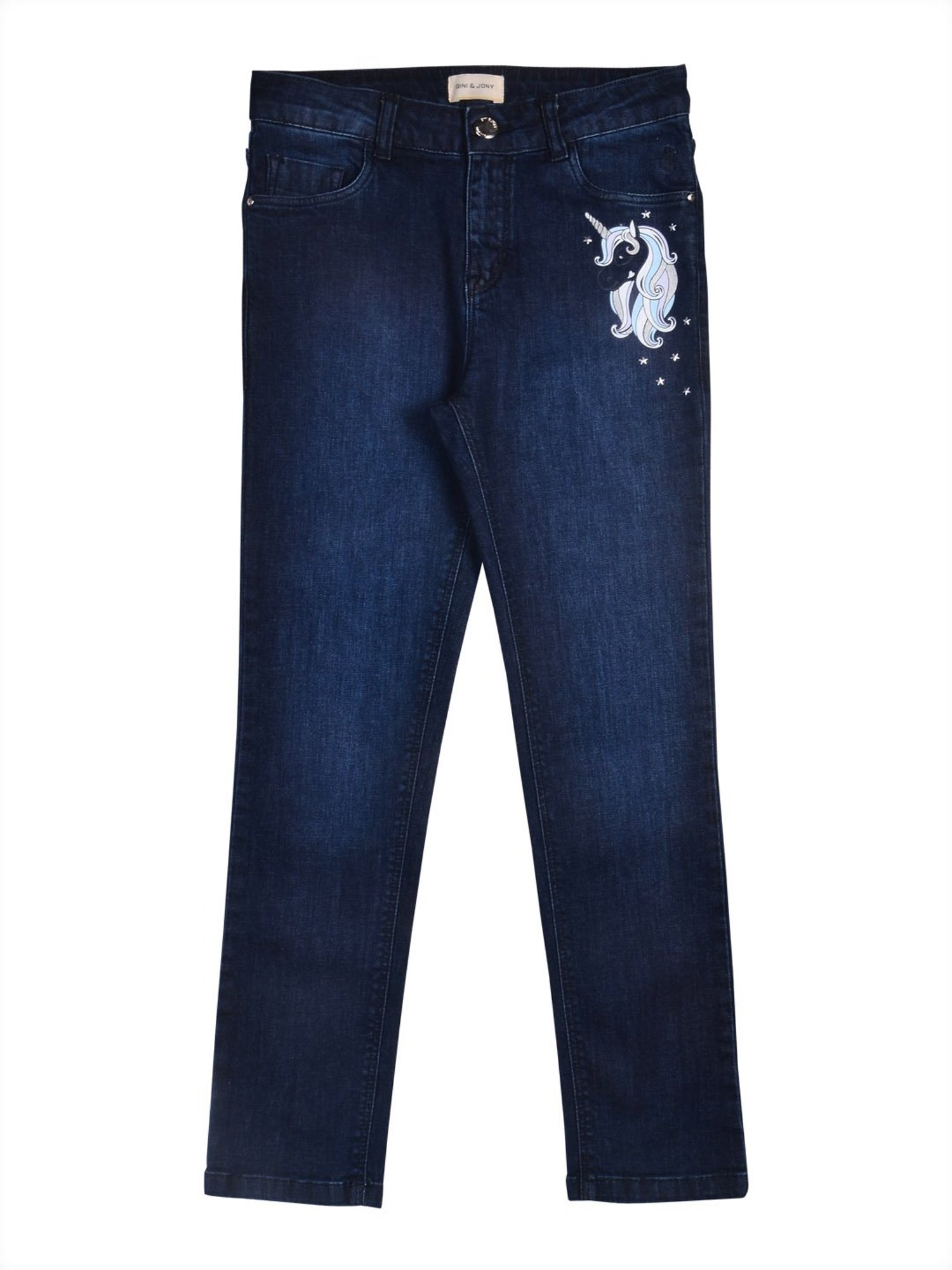 Gini & Jony Girls Navy Printed Jeans