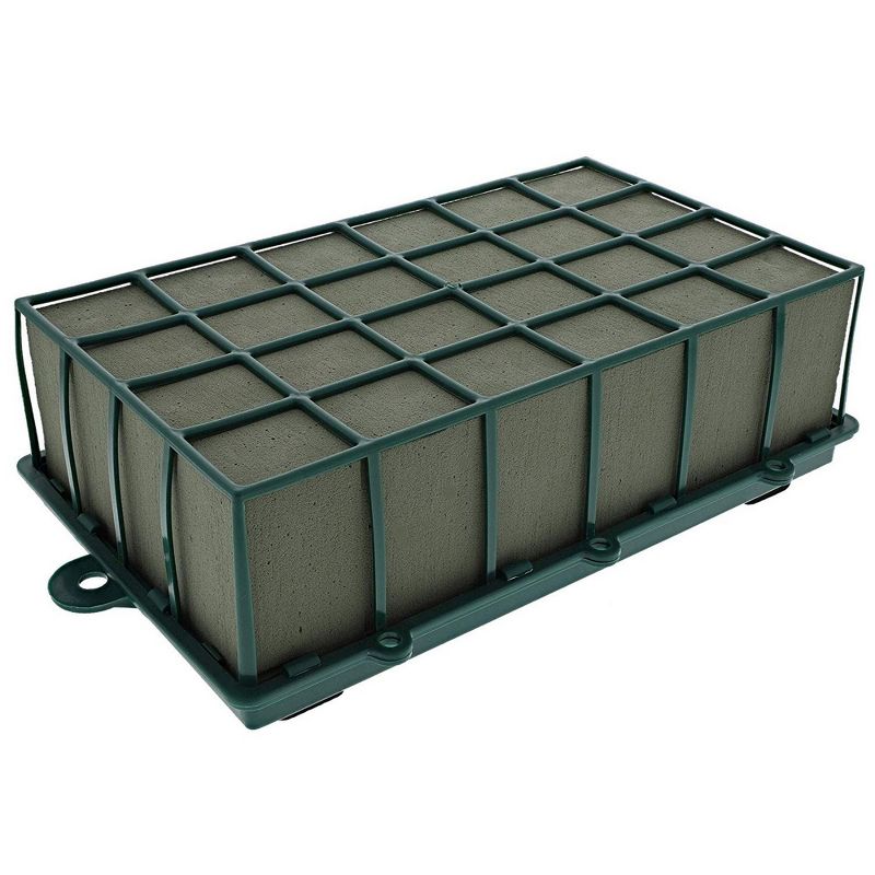 Genie Crafts Floral Wet Foam Brick with Cage and Handles for Fresh Flowers 10.5" x 6" x 3.5"