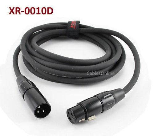 10ft Kirlin XLR Male to Female 20AWG Microphone Audio Extension Cable, XR-0010D