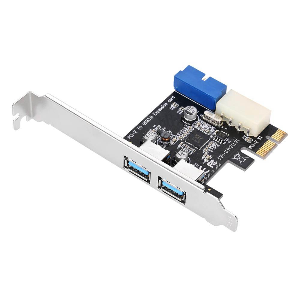 Super S2 USB 3.0 Ports PCI-E PCI Express Expansion Card Host Card with USB 3.0 19-pin Power Connector 4-pin IDE Power Connector