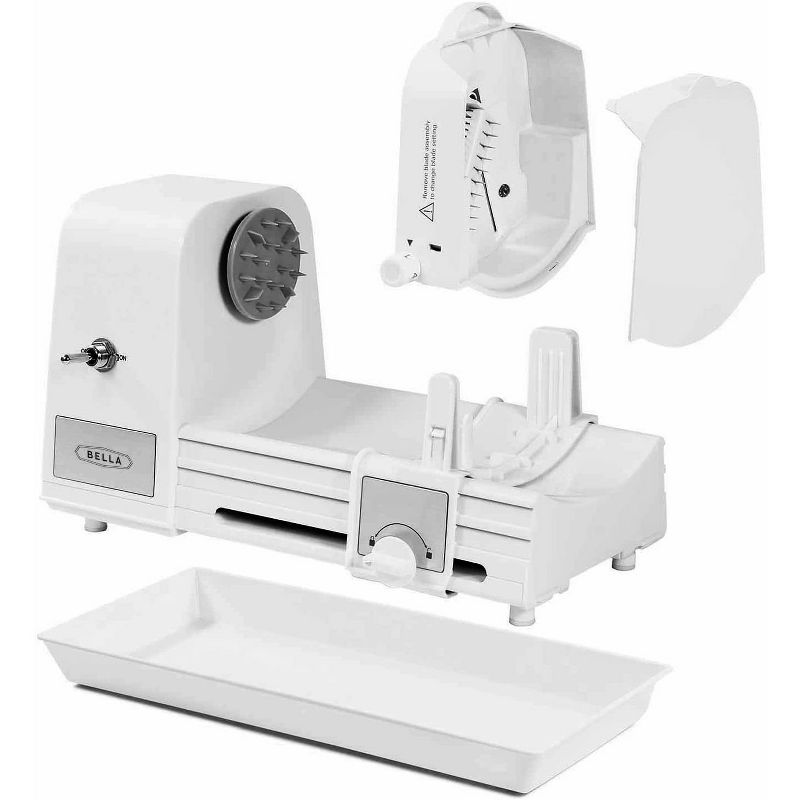 Bella Automatic Electric Rotating Blade System Versatile Food Processor Spiralizer with Recipe Book Guide, White