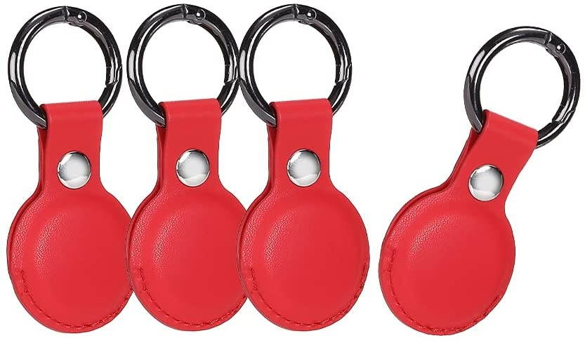 Portable Protective Case for AirTag 2021(2Pack), Suublg PU Leather Multiple Color Skin Anti-Scratch Cover Tracker Holder with Key Ring Compatible with AirTag Finder 2021 1st Generation - Black