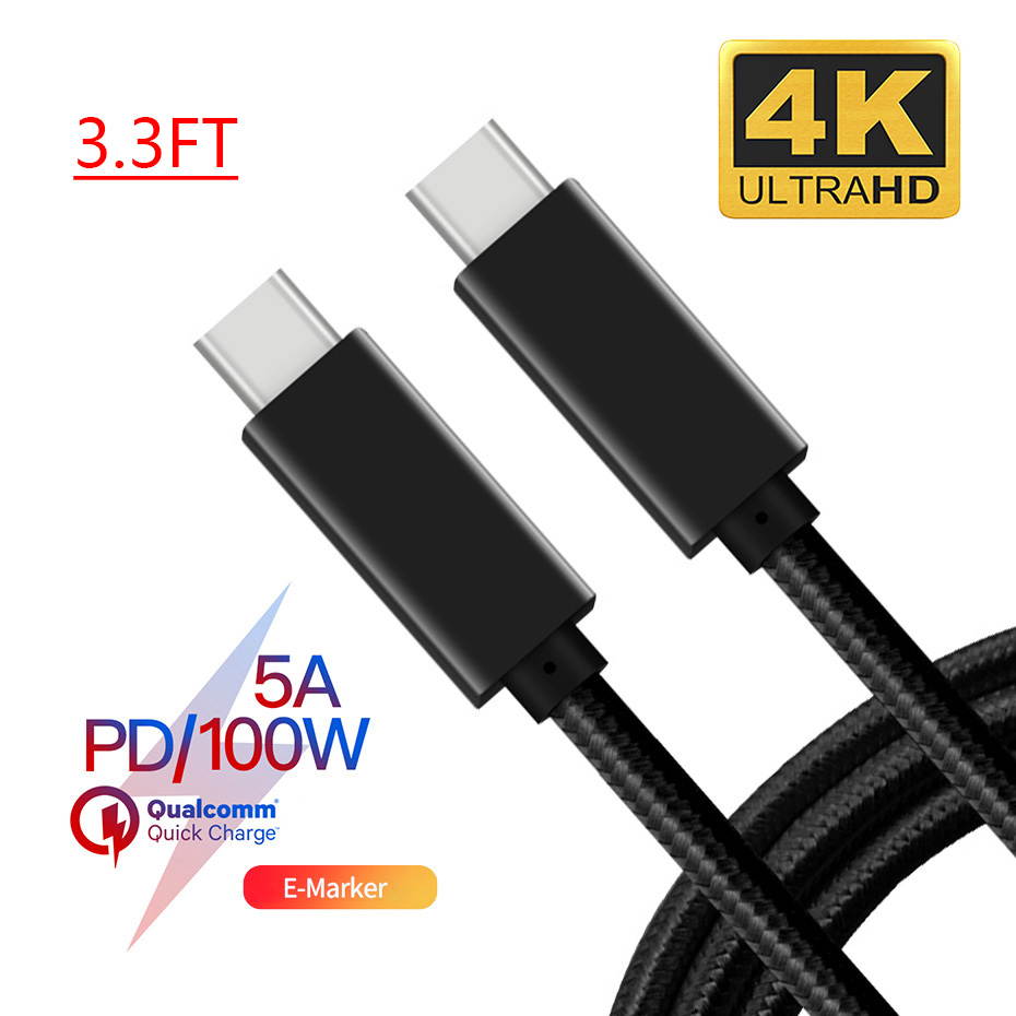 USB-C to USB C 3.1 Gen2 Cable 3.3ft with Power Delivery, Thunderbolt 3 Compatible,USB-IF Certified for Type C Laptops Phones, MacBook 2018, Matebook, iPad Pro 2018, Chromebook, ThinkPad