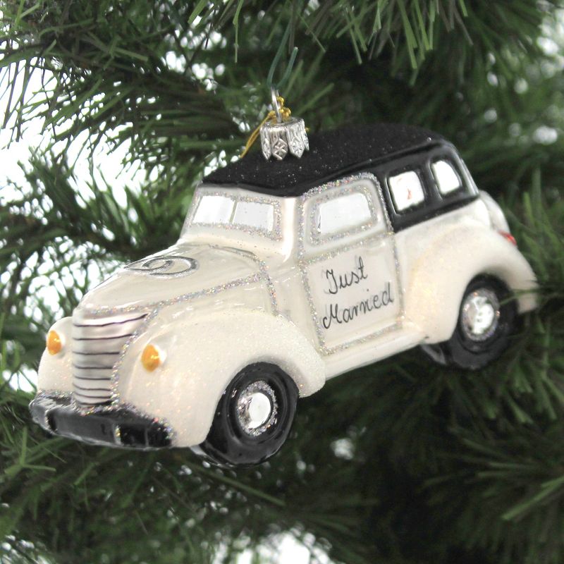 Holiday Ornaments 2.5" Just Married Car Limo Wedding  -  Tree Ornaments