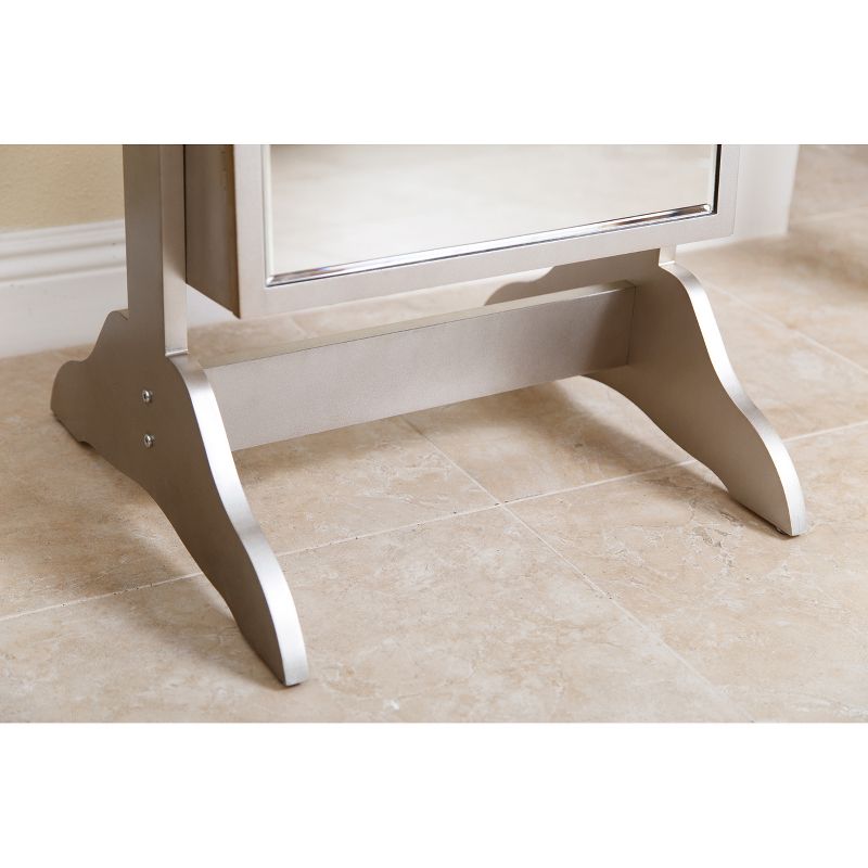 Merlo Floor-Standing Mirror and Jewelry Armoire Silver - Abbyson Living