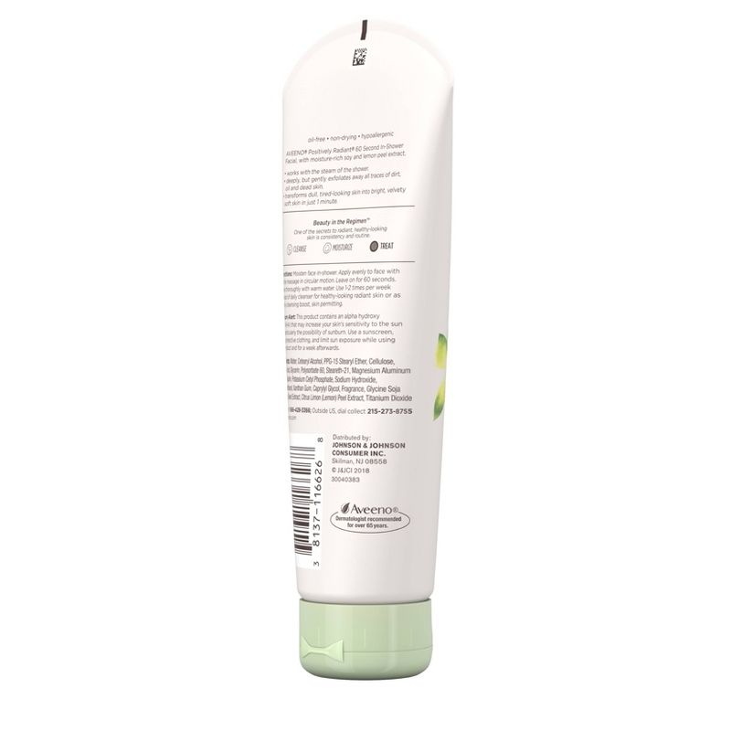 Aveeno Positively Radiant 60 Second Soy Extract Shower Facial Cleanser - 5oz