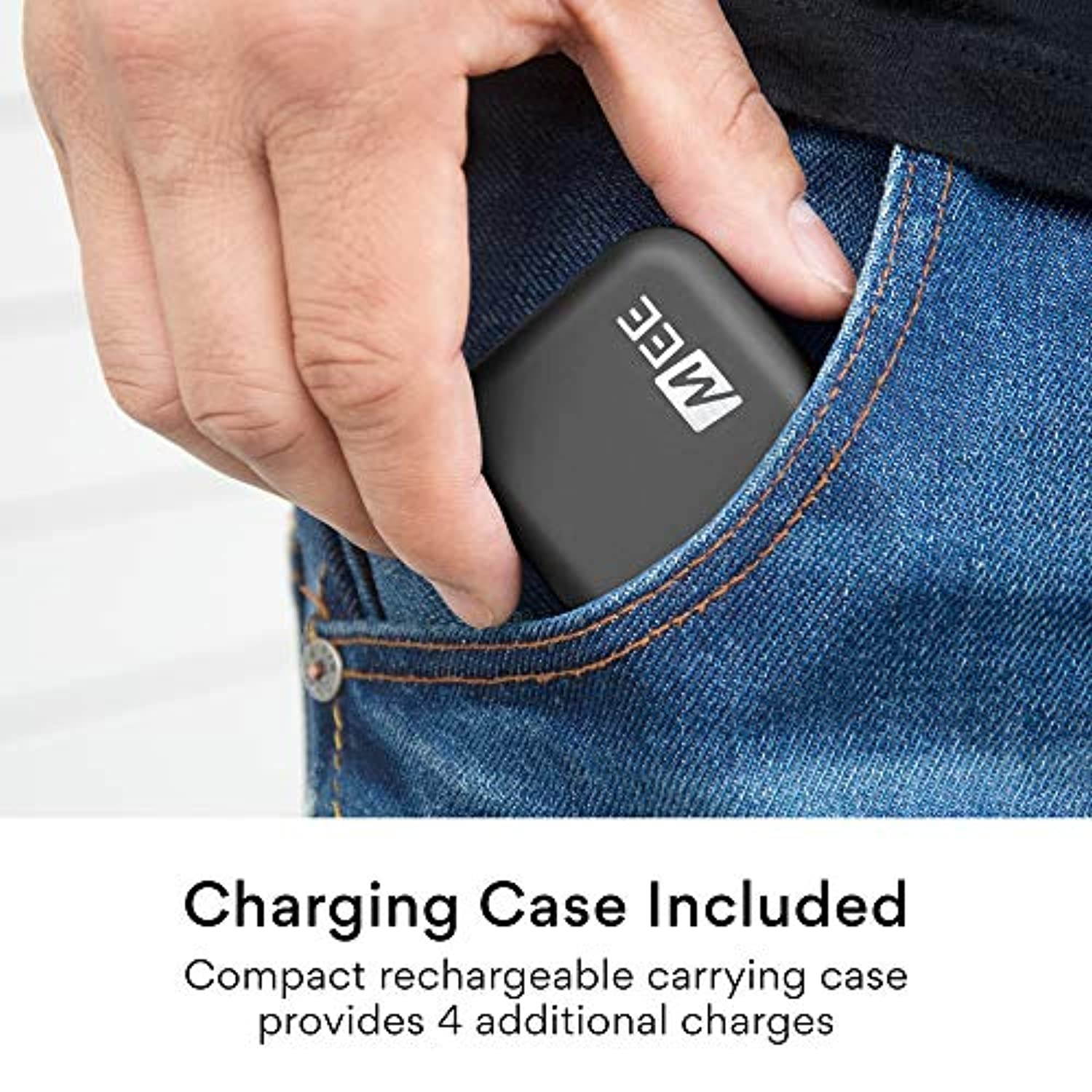 MEE audio X10 Truly Wireless in-Ear Headphones with Ergonomic Design, IPX5 Sweat Resistance, and 4.5 Hours Battery Life (23 Hours with Included Compact Charging case) (Black) (X10-BK)