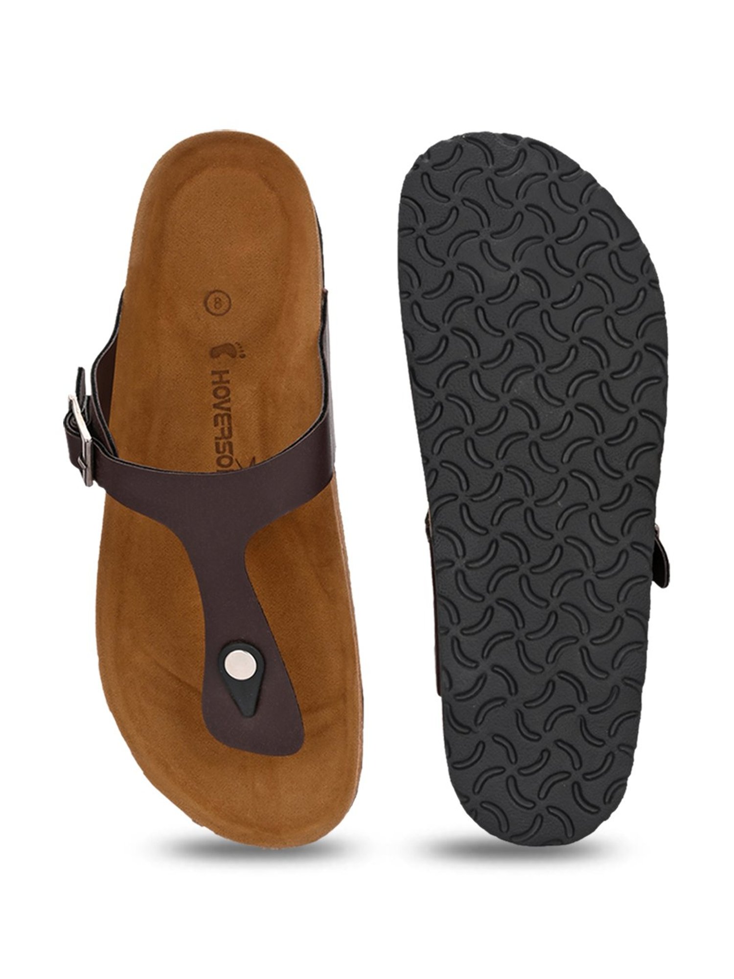 Hoversole Men's Brown Cork T-Strap Sandals