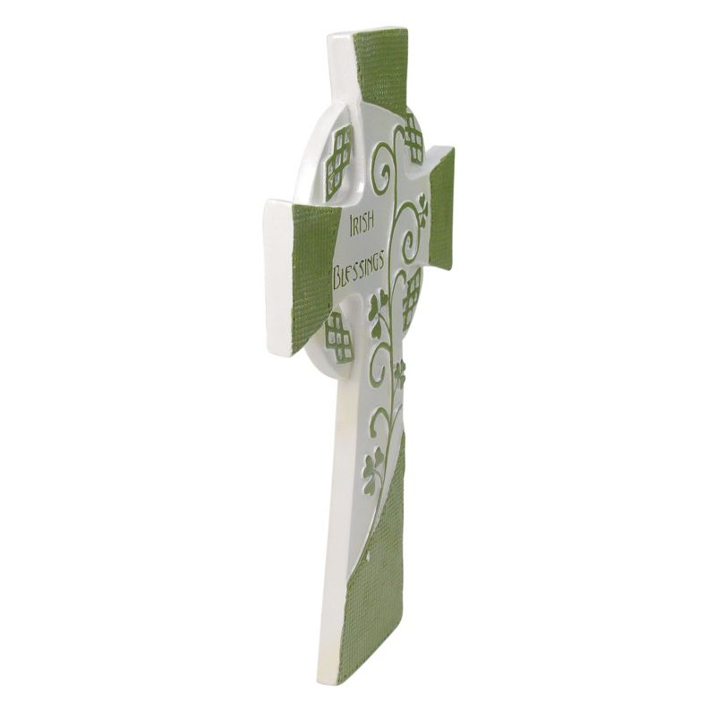 Roman 9.5" Green/White "Irish Blessings" Religious Wall Cross Decoration