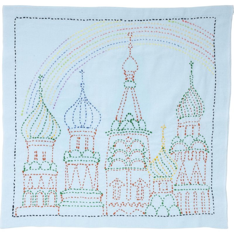 Sashiko World Russia Stamped Embroidery Kit-Rainbow Palace