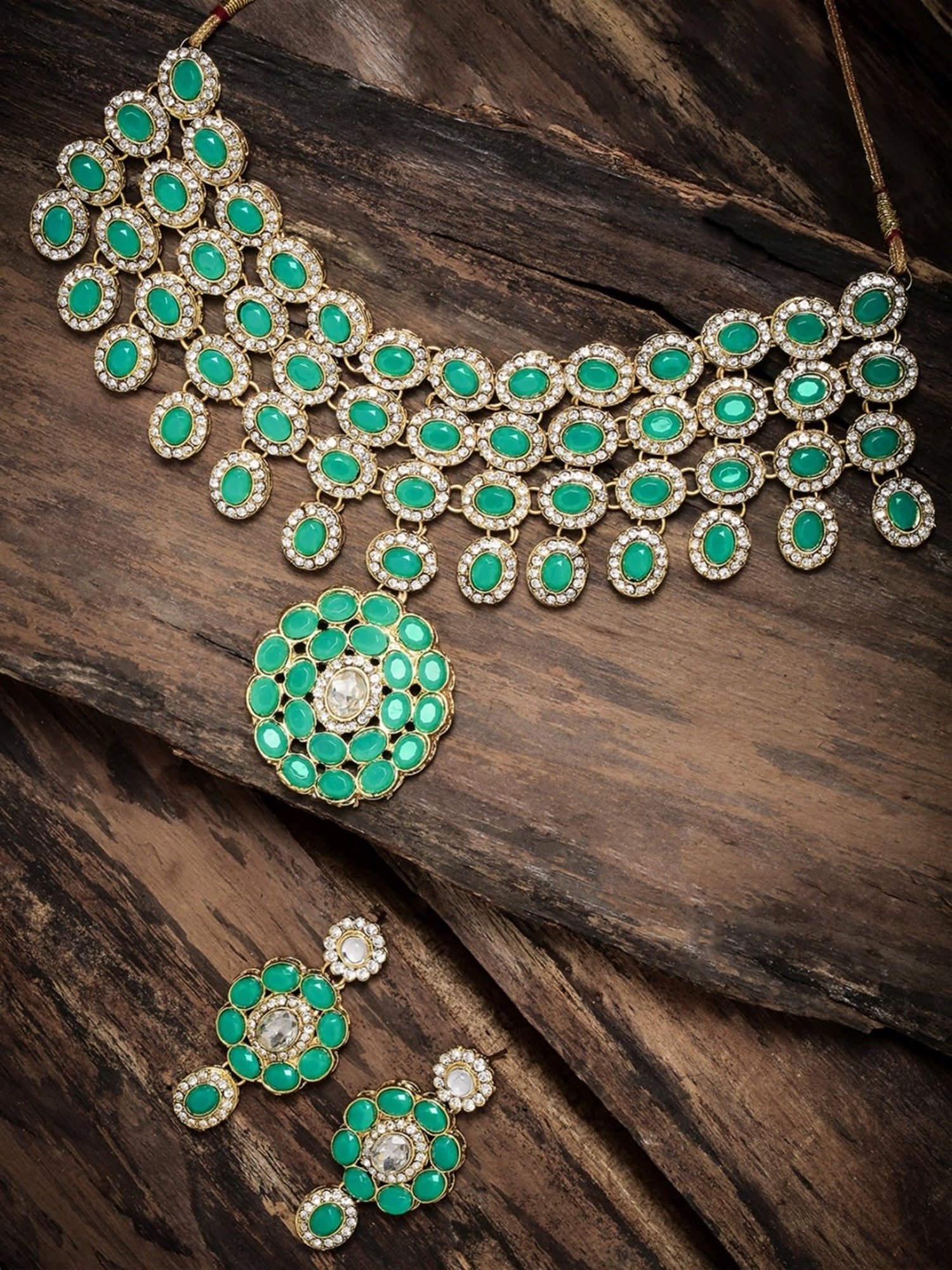 Sri Jagdamba Pearls White Alloy Classic Necklace & Earring Set