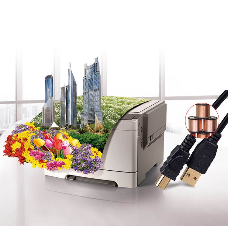 Tekit 24K Gold plated USB 2.0 Cable - A-Male to B-Male,USB 2.0 A Male to B Male Cable with Ferrite Black 28/24# AWG, 16.4ft/5m