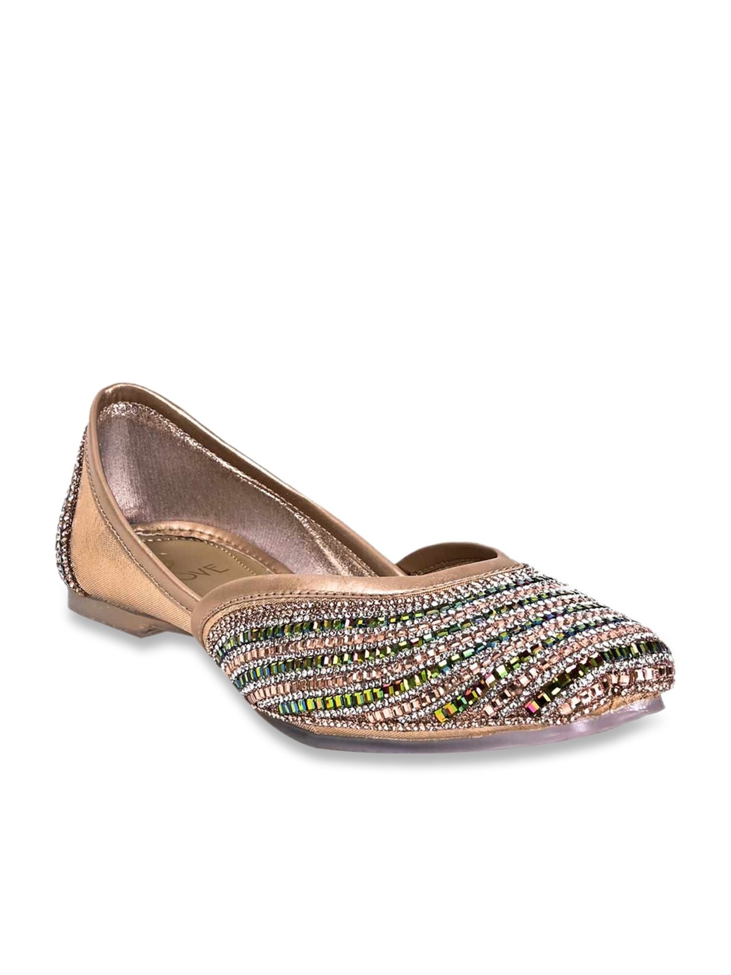 Jove Women's Rose Gold Ethnic Juttis