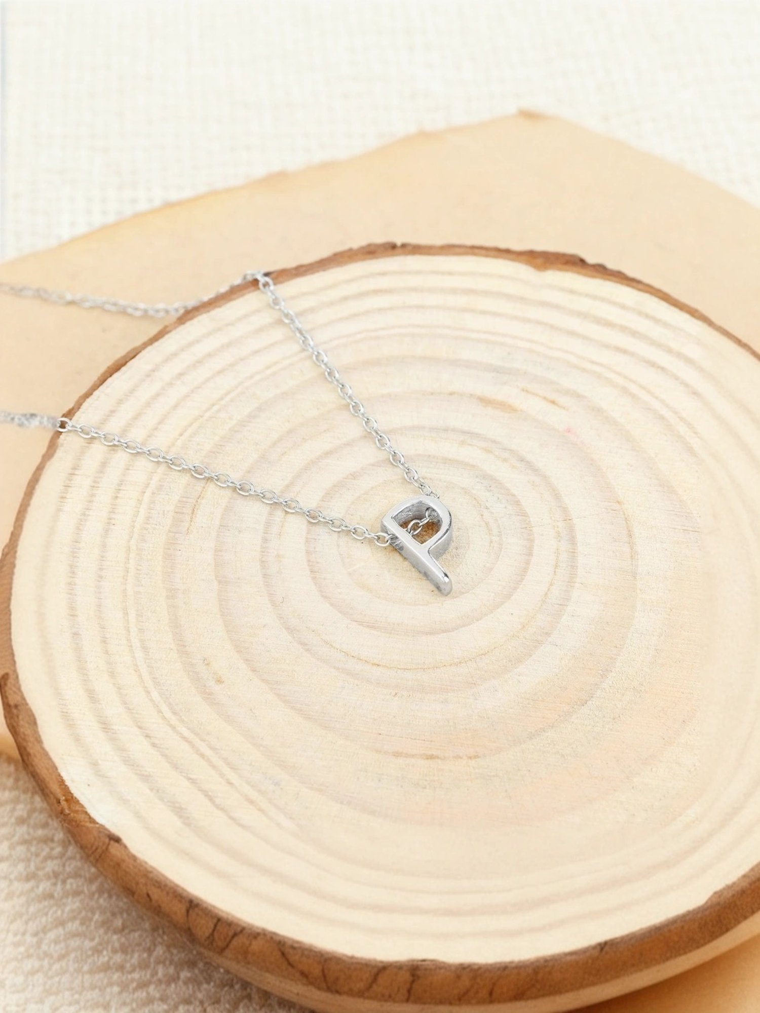 Touch925 Sterling Silver Posh P Initial Chain Pendant