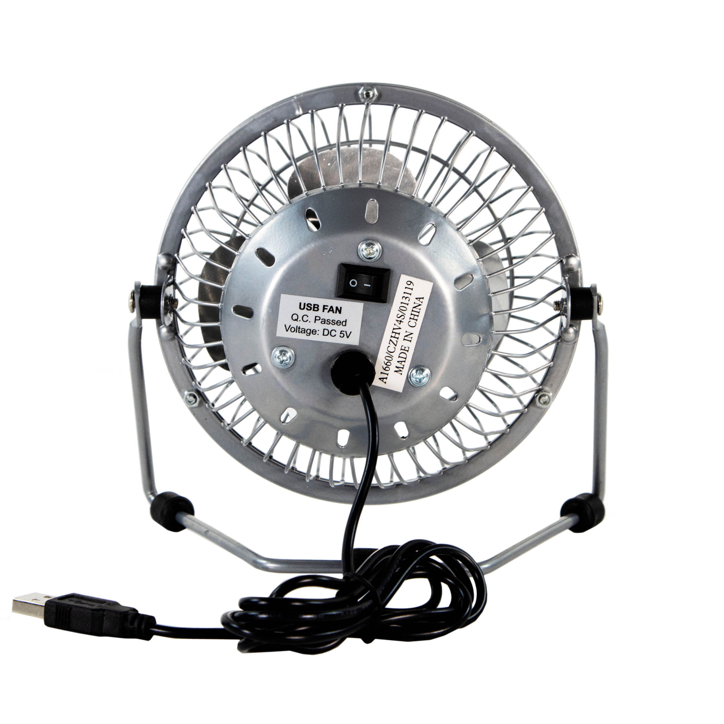 Comfort Zone CZHV4S Quiet Dual-Powered 4-inch High-Velocity Portable Fan with Adjustable Tilt, Silver