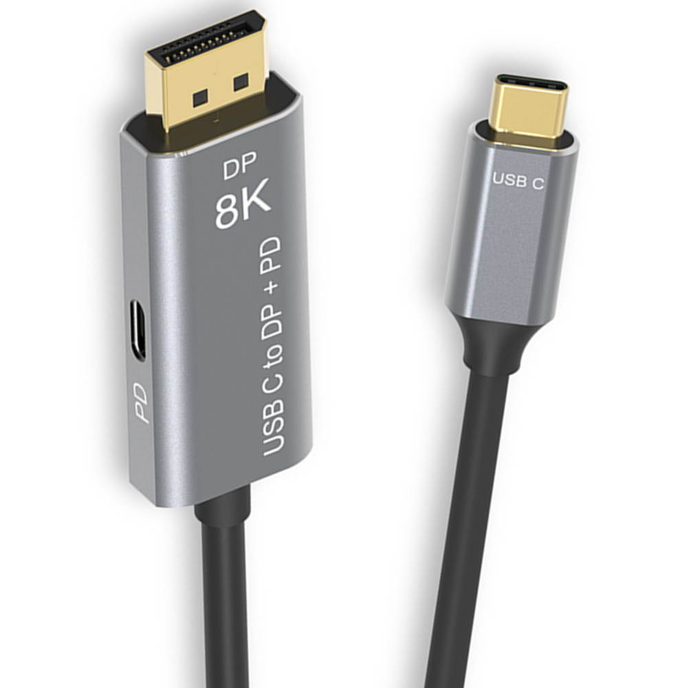 CableDeconn USB C to DisplayPort 1.4 8K Cable with USB-C PD 8K@60Hz 4K@144Hz Converter Thunderbolt 3 to DisplayPort Adapter Compatible with New MacBook Pro 2019 2020 DELL XPS 2m 6.6ft
