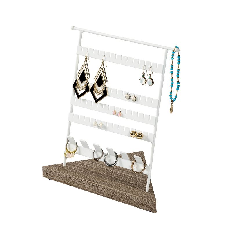 Honey-Can-Do Geo No-Hassle Earring Stand Brown