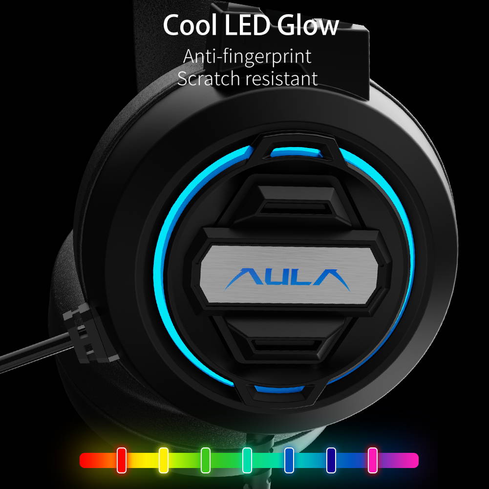 AULA S603 Gaming Headphones Wired Headset Deep Bass Stereo Earphone with Microphone for PC Computer Laptop, 3.5mm Interface