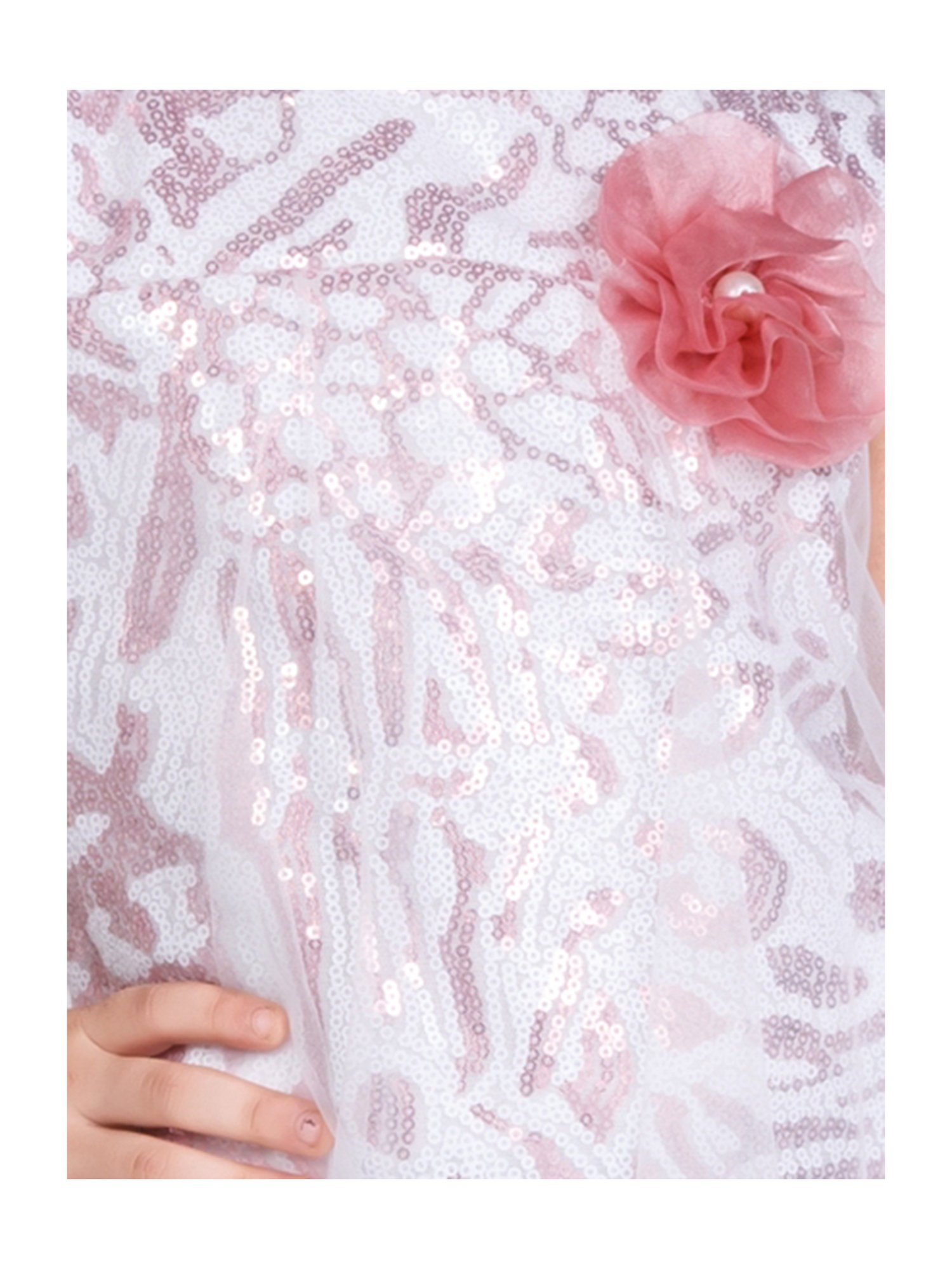 Peppermint Kids Mauve & White Embellished Dress