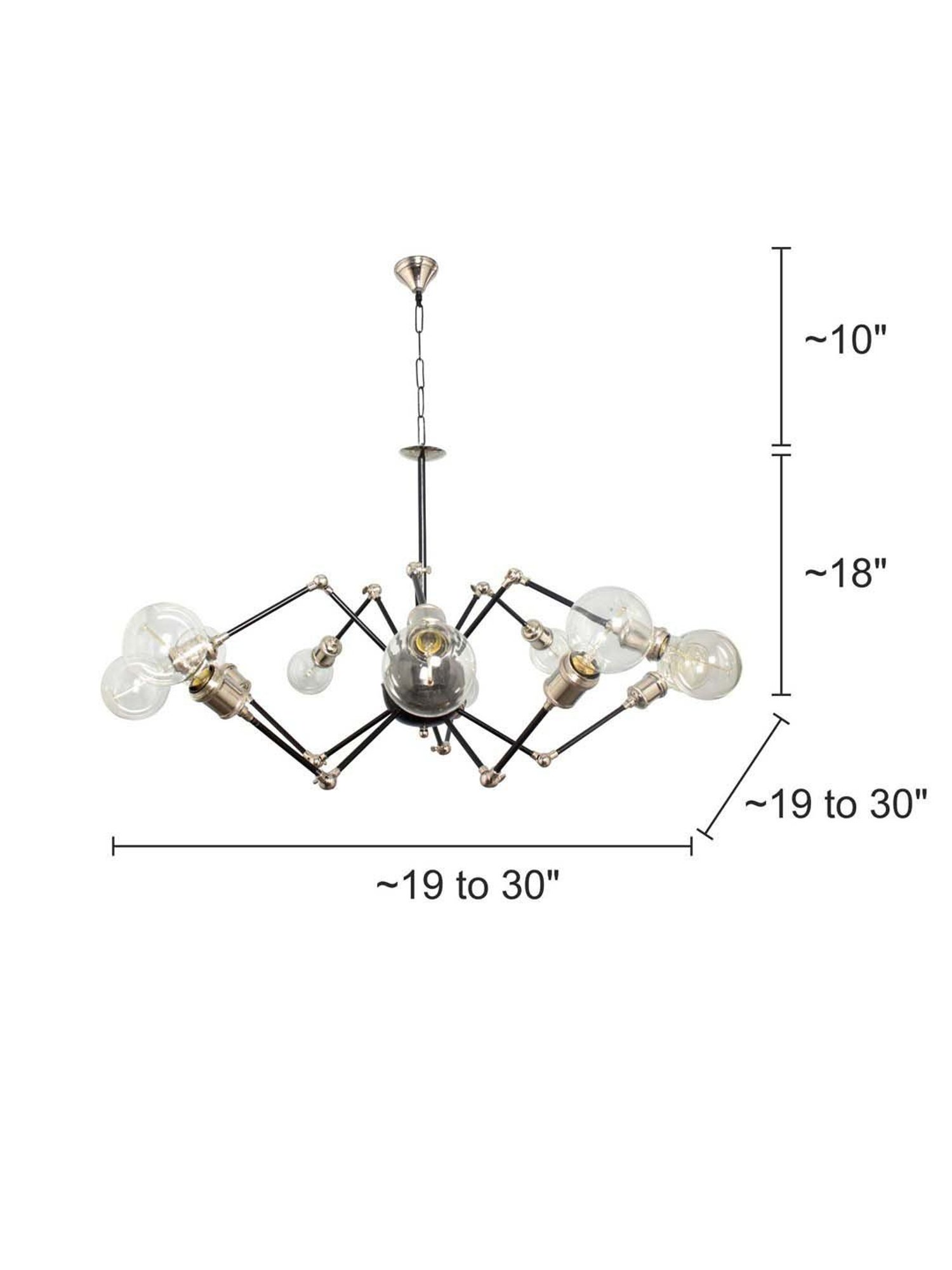 Fos Lighting 'Solar' Silver & Transparent Steel Chandelier - Set of 1