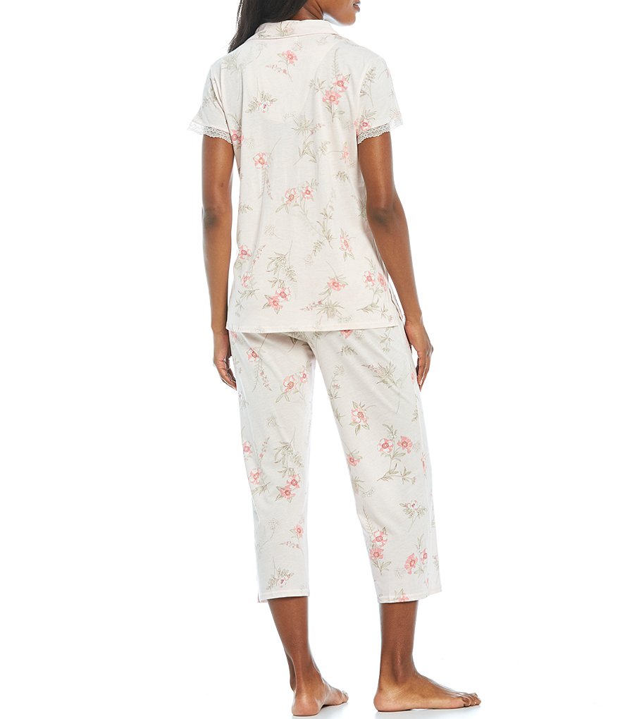 Miss Elaine Petite Floral Print Short Sleeve Luxe Knit Coordinating Pajama Set