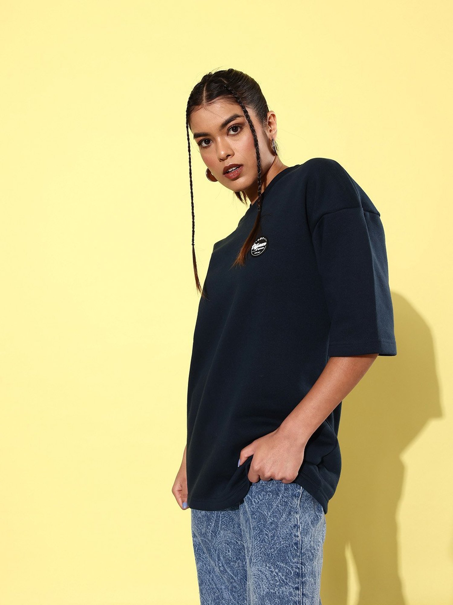 Difference of Opinion Navy Fleece Oversized Sweatshirt