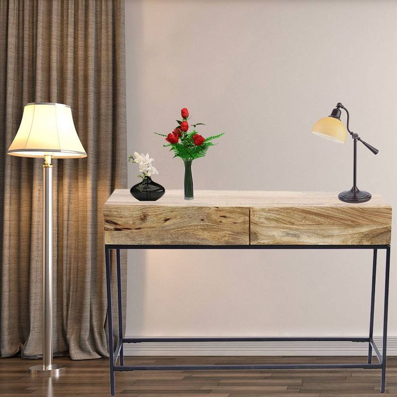 Mango Wood and Metal Console Table Natural Oak - The Urban Port