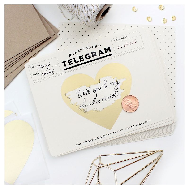 6ct Classic Telegrams Scratch-off Greeting Cards