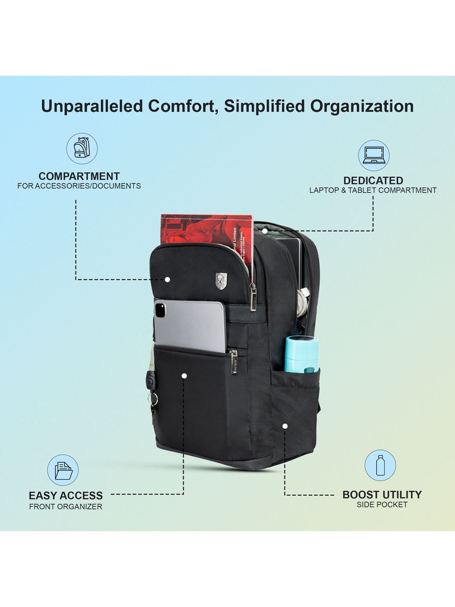 Red Tape 30 L Black Large Laptop Backpack