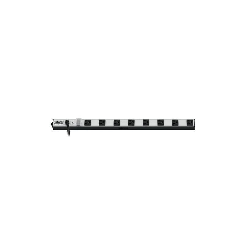 8 Outlet Bench Cabinet Power Strip 24 in Length 10ft Cord with 515P Plug PS240810BlackSilver