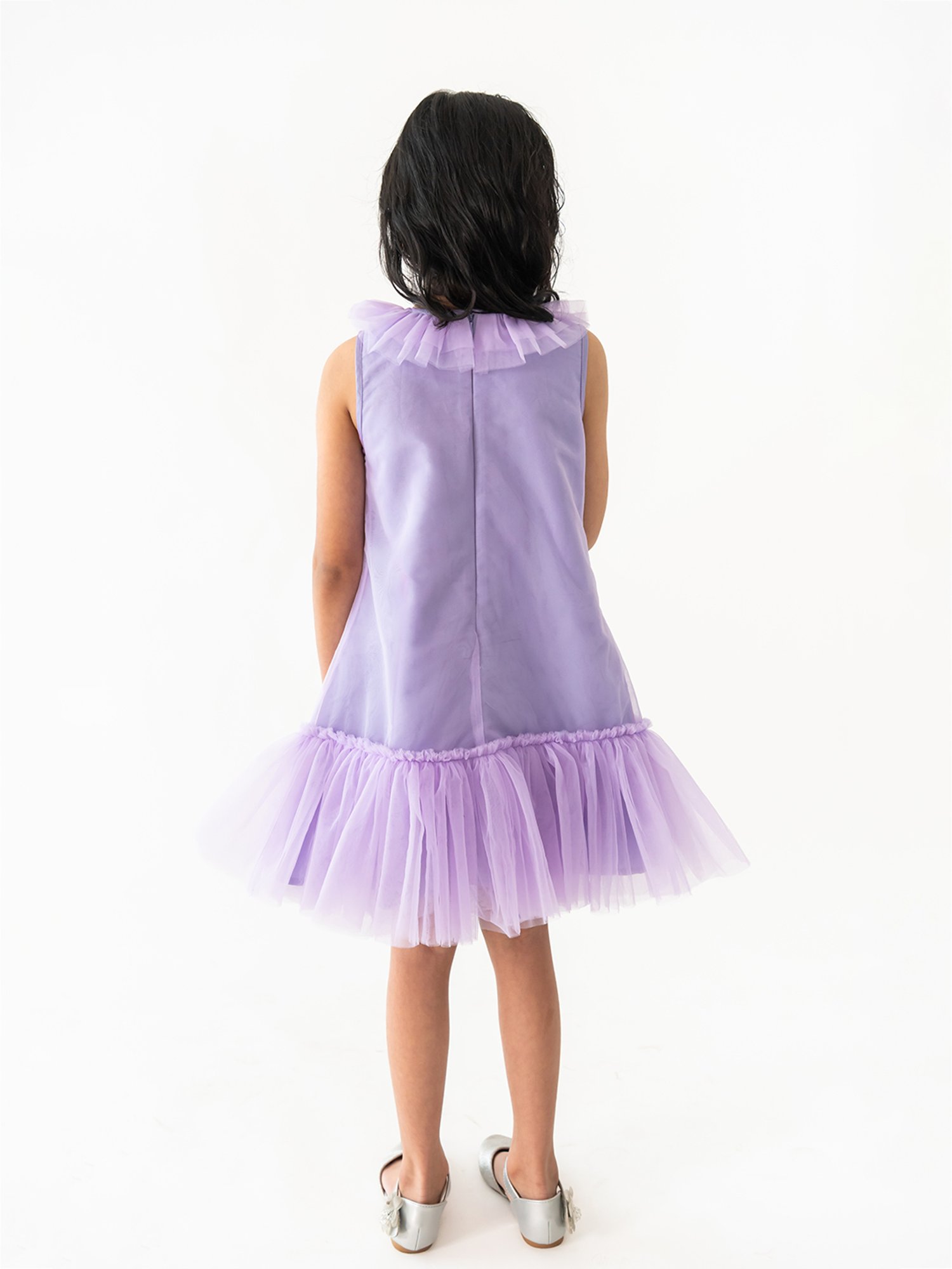 A Little Fable Kids Purple Applique Dress