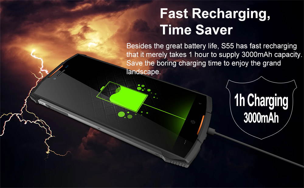 DOOGEE S55 Waterproof Smartphone 4GB RAM 64GB ROM 5500mAh MTK6750T Octa Core 5.5inch Android 8.0 Dual SIM 13.0MP 4G LTE