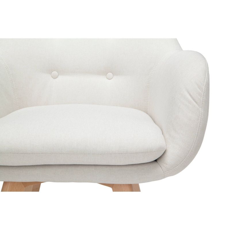 Set of 2 Tufted Fabric Mid-Century Modern Accent Chair with Arms Dining Chair Solid Beechwood Legs Beige - OFM