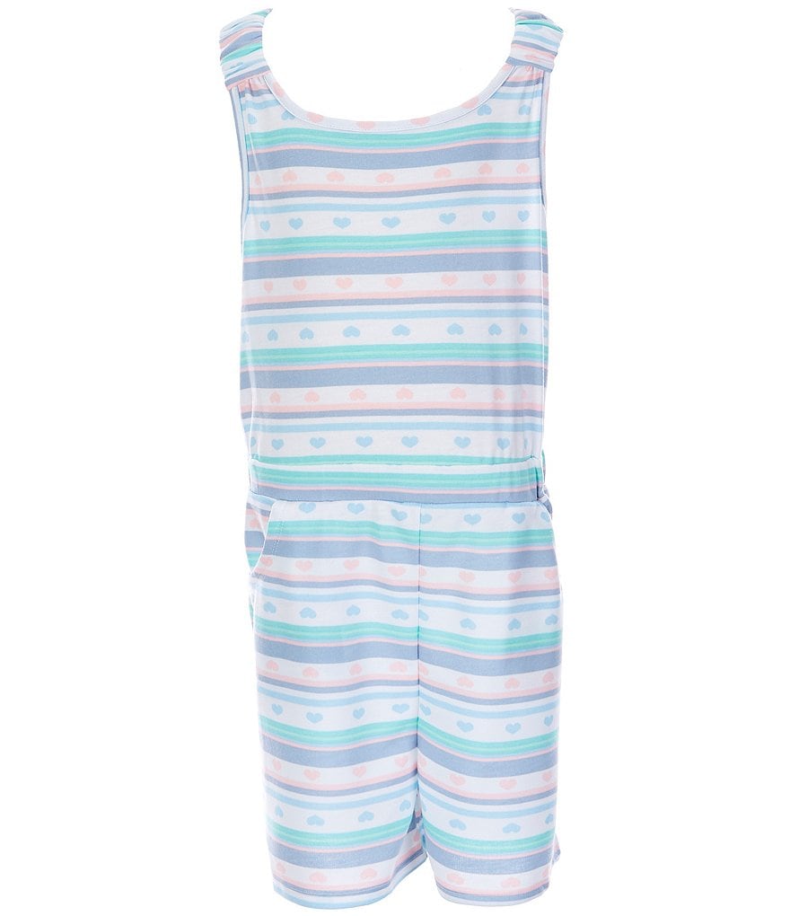Dream Life Big Girls 7-16 Heart Stripe French Terry Lounge Romper