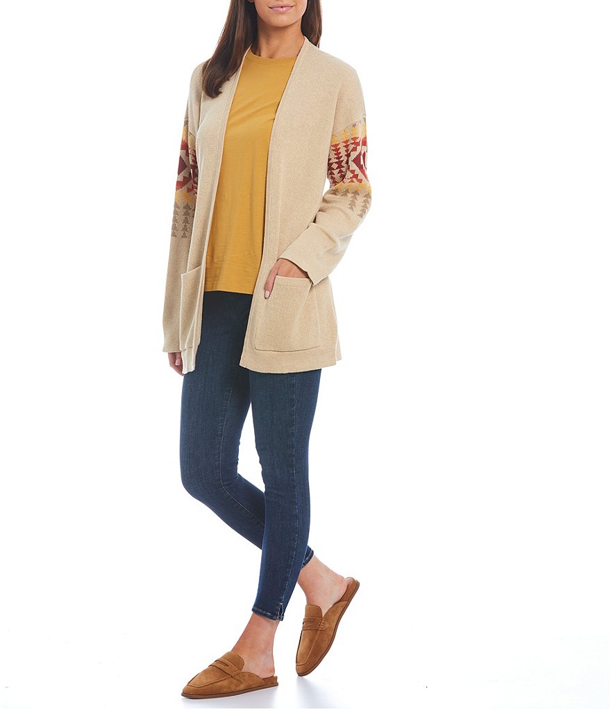 Pendleton Long Sleeve Open Front Geo Cotton Cardigan