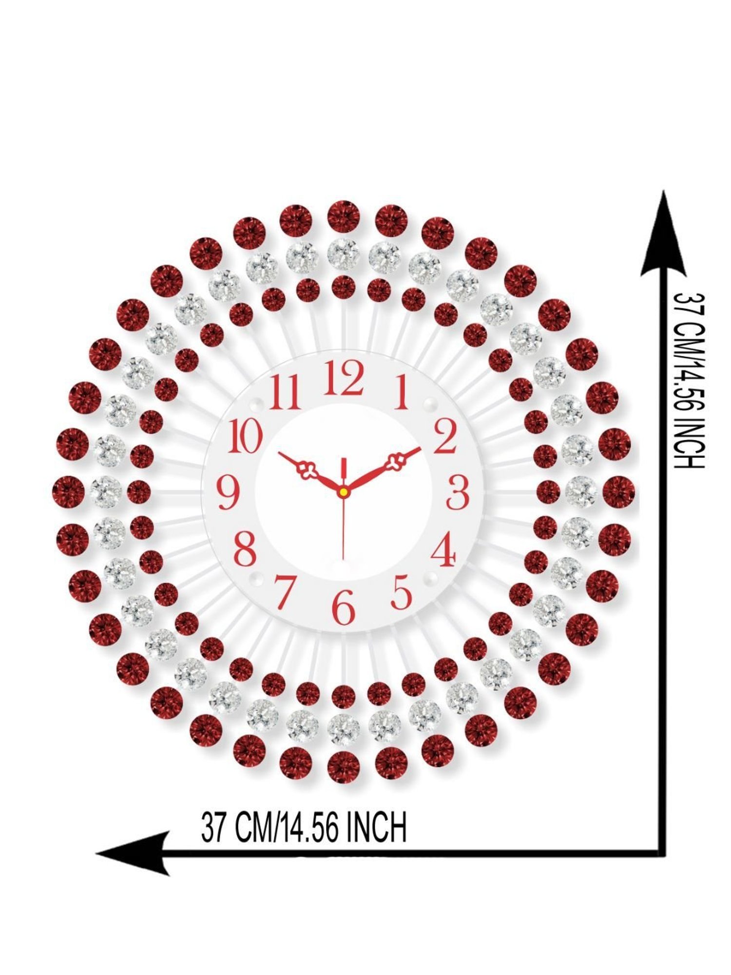 CHRONIKLE Round Embellished Red Iron Wall Clock