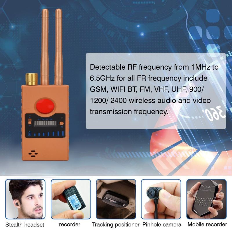 Upgraded Hidden Camera Detector Bug Sweeper Laser Lens RF Signal Finder Full Frequency GSM GPS Device Tracker