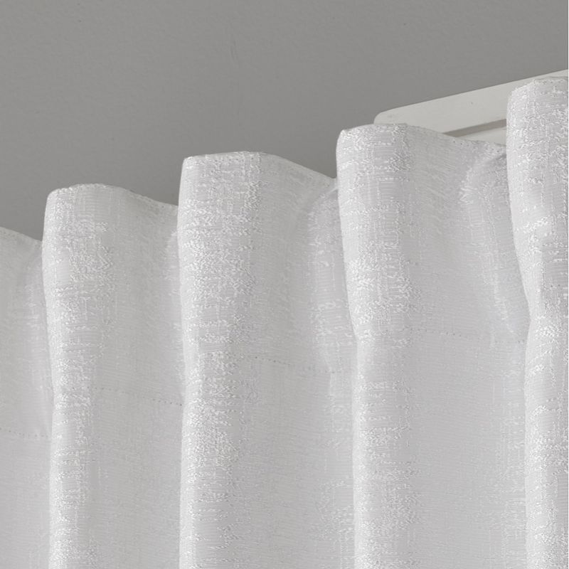 Set of 2 96"x52" Zeus Solid Textured Jacquard with Blackout Liner Hidden Tab Window Curtain Panel White - Exclusive Home