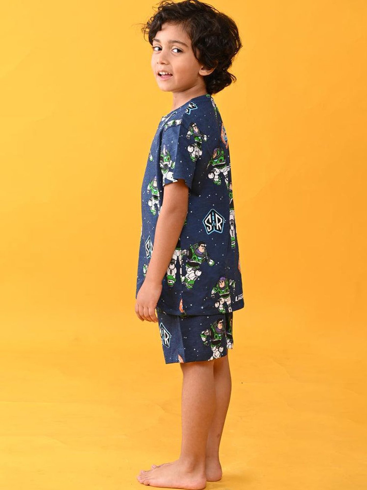 Anthrilo Kids Blue Cotton Printed T-Shirt & Short