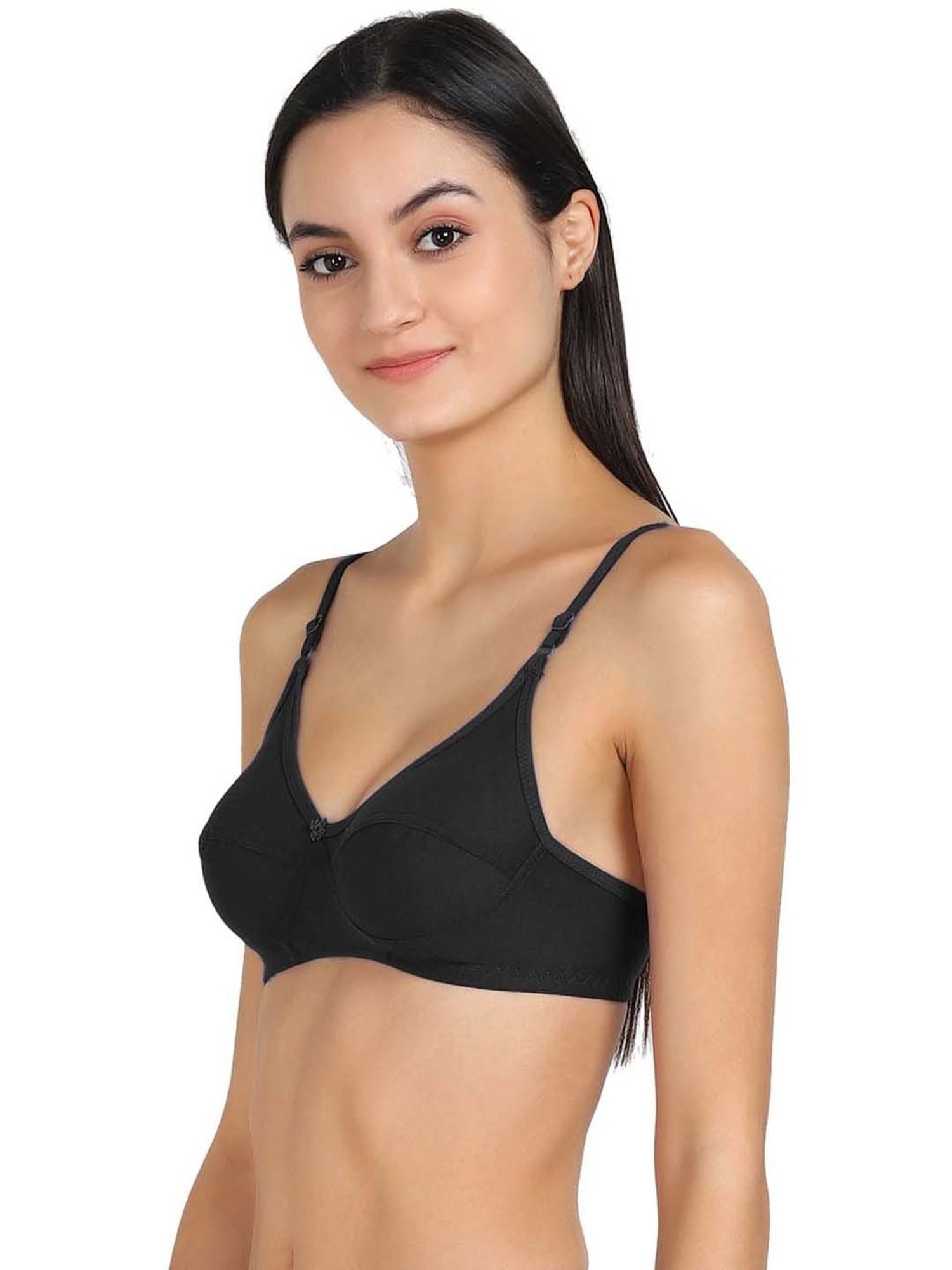 AROUSY Pink & Black Cotton Everyday Bras - Pack Of 3