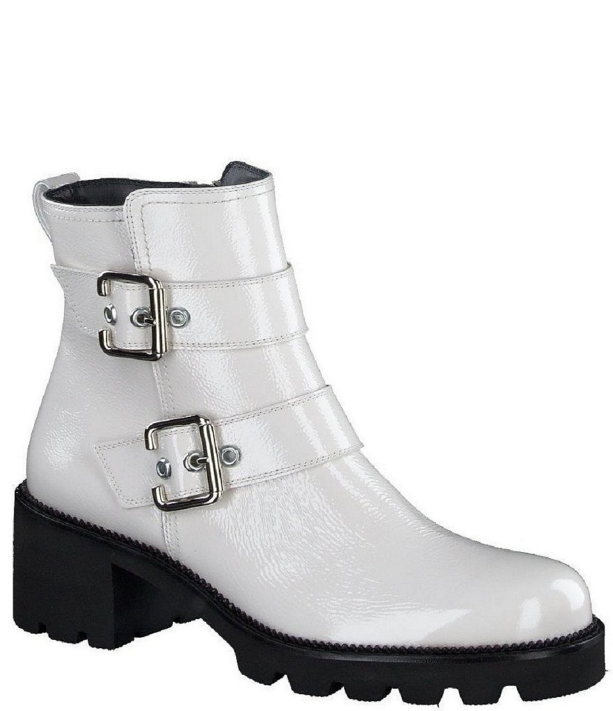 Paul Green Jake Crinkle Patent Lugged Leather Booties