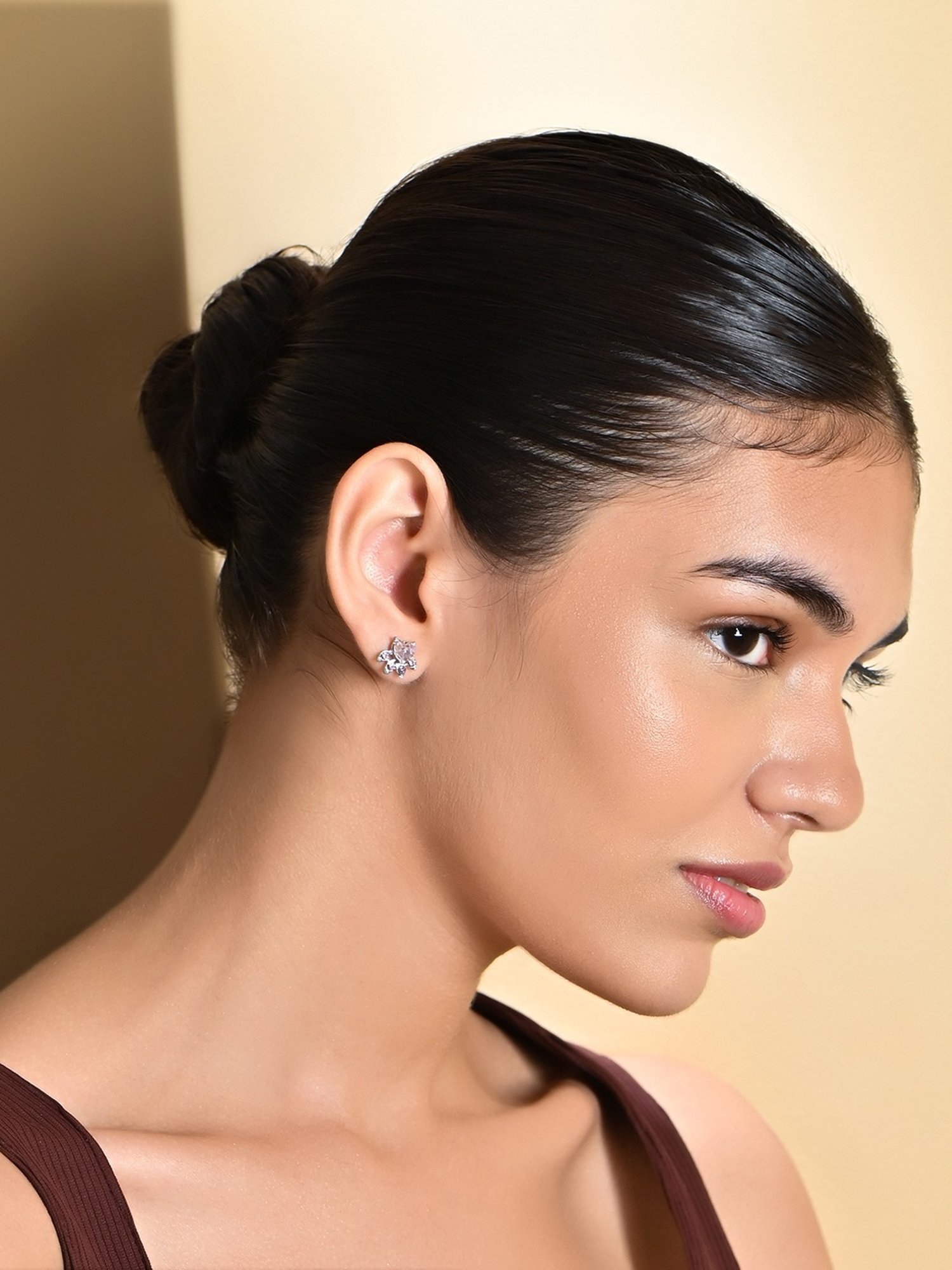 ToniQ Baby Pink Korean Paw Earrings for Women